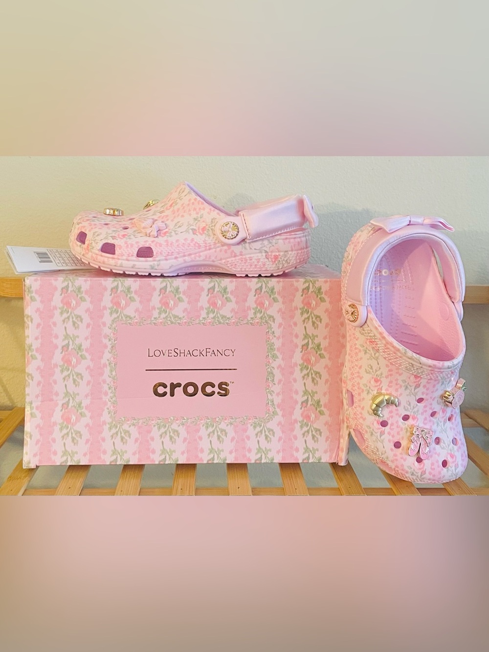 NEW…LoveShackFancy Kids' Pink Floral Classic Clog - Picture 3 of 8